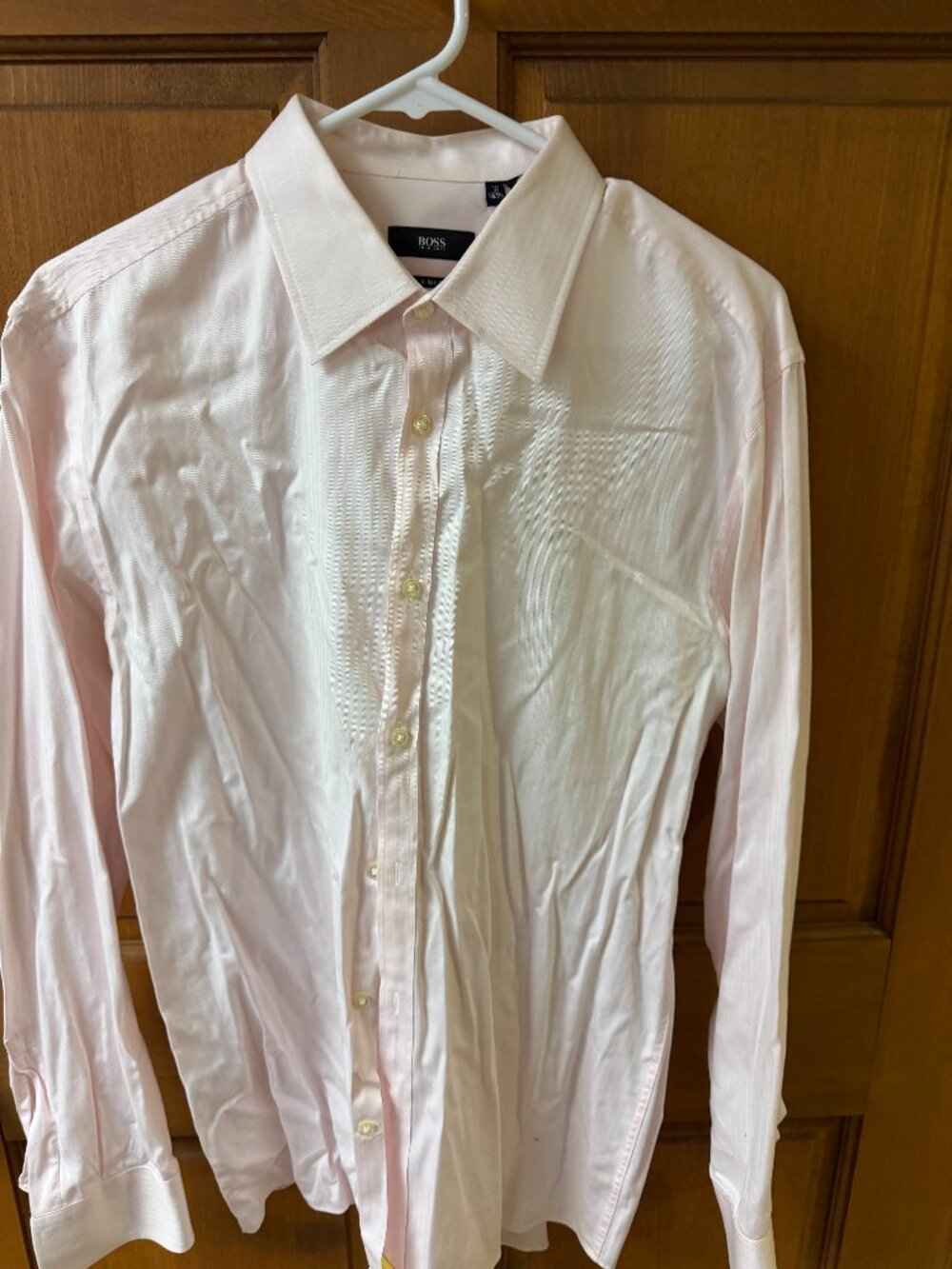 Hugo Boss Men's Light Pink Long Sleeve Shirt Size 16 34/35 In Great Shape!